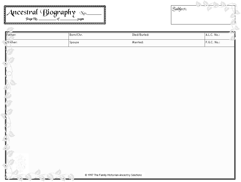 example of a Biographical Chart